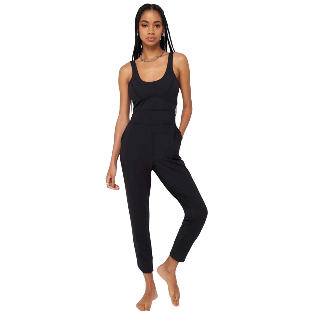 Spiritual Gangster Maggie Active Ribbed Jogger Jumpsuit BlackYoga Pilates S